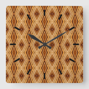 Wood Grain Pattern Square Square Wall Clock