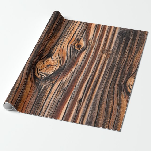 Wood Grain Pattern Wrapping Paper (Unrolled)