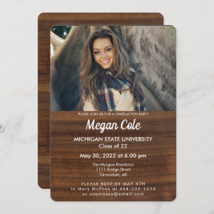 Wood Grain Photo Graduate Invitation