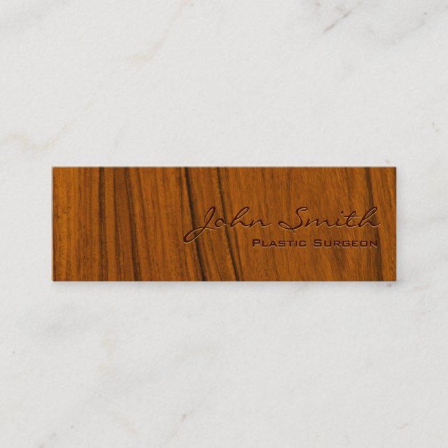 Wood Grain Plastic Surgeon Business Card (Front)
