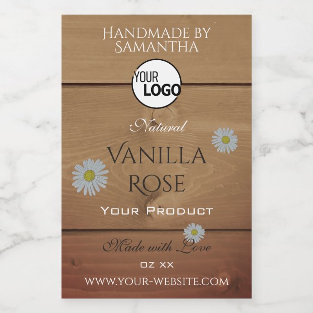 Wood Grain Product Packaging Labels Flowers Logo (Single Label)