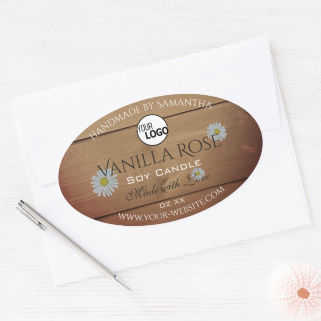 Wood Grain Product Packaging Labels Flowers Logo (Envelope)