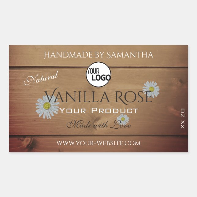Wood Grain Product Packaging Labels Flowers Logo (Front)