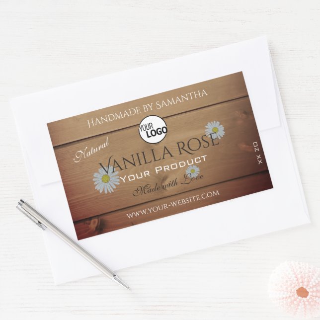 Wood Grain Product Packaging Labels Flowers Logo (Envelope)