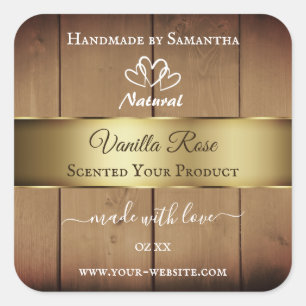 Wood Grain Product Packaging Labels Gold Decor