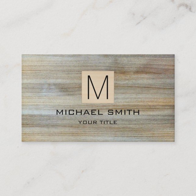 Wood Grain Professional Elegant Monogram #10 Business Card (Front)