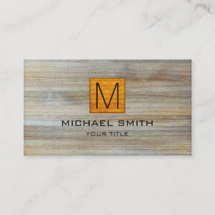 Wood Grain Professional Elegant Monogram #7 Business Card