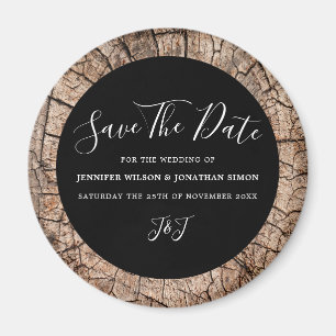 Wood Grain Rustic Wedding Tree Ring Custom Magnet