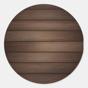Wood Grain Striped Brown Abstract Fashion Art Classic Round Sticker