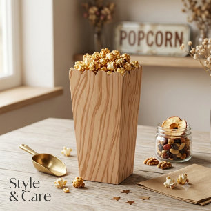 Wood Grain Style Popcorn Favour Boxes Party Pack
