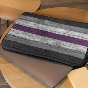 Wood Grain Subtle Asexual Pride Flag Colours Laptop Sleeve