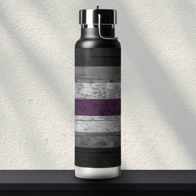 Wood Grain Subtle Asexual Pride Flag Colours Water Bottle (Creator Uploaded)
