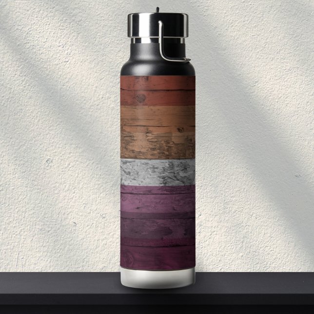 Wood Grain Subtle Lesbian Pride Flag  Water Bottle (Creator Uploaded)