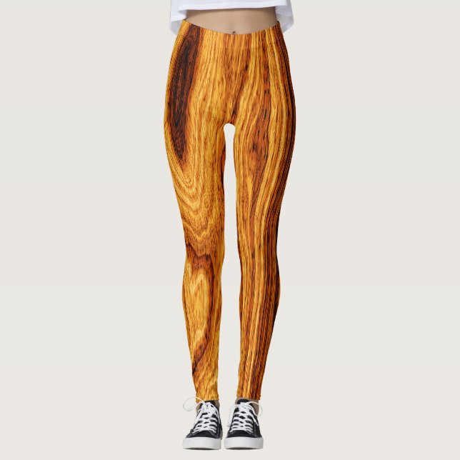 Wood Grain Texture Background Leggings (Front)