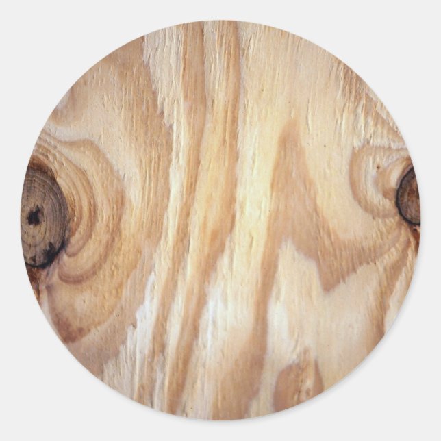 Wood grain texture classic round sticker (Front)