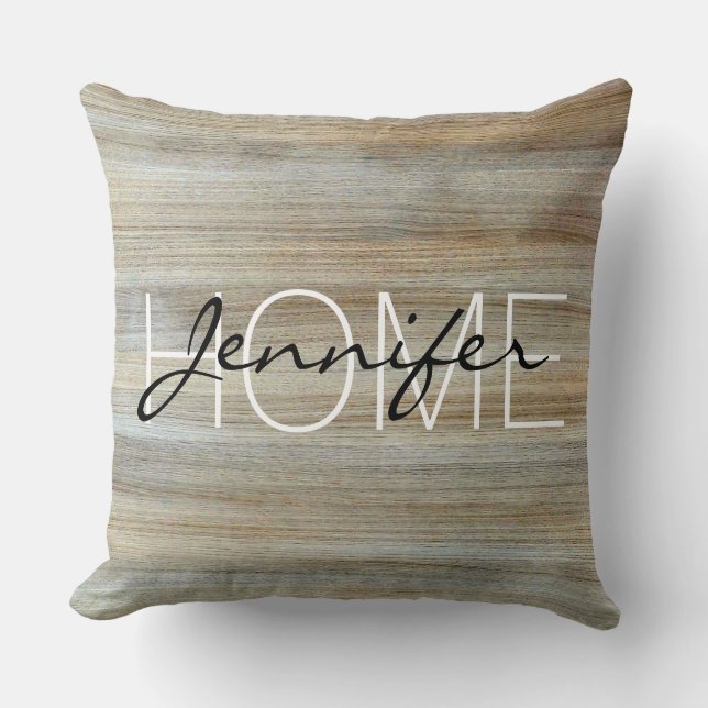 Wood Grain Texture Monogram #2 Cushion (Front)