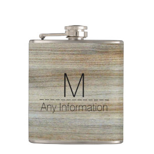 Wood Grain Texture Monogram #2 Hip Flask