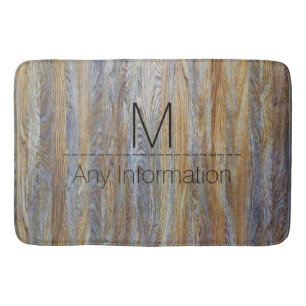 Wood Grain Texture Monogram #4 Bath Mat