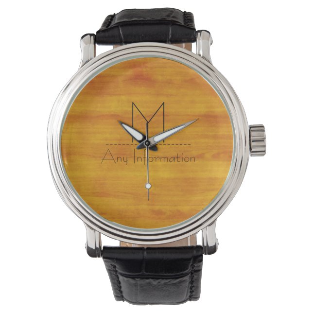 Wood Grain Texture Monogram #4 Watch (Front)