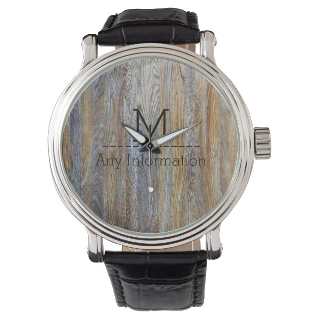 Wood Grain Texture Monogram #5 Watch (Front)