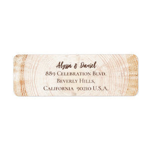 Wood grain tree bark rustic wedding Custom Script Return Address Label