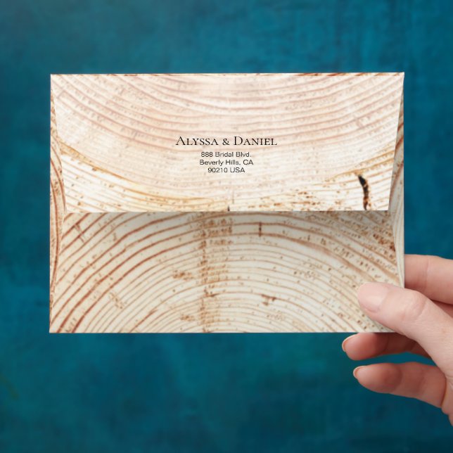 Wood grain tree ring Custom Unique address Envelope (Hand)