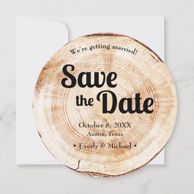 Wood Grain Tree Stylish Engagement Photo unique  Invitation (Front)