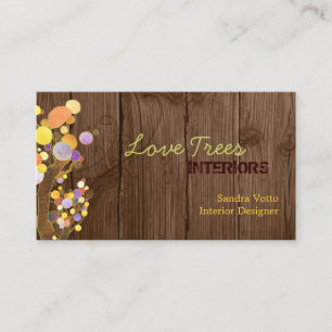 Wood Grain + Trees Vintage Feel Business Card