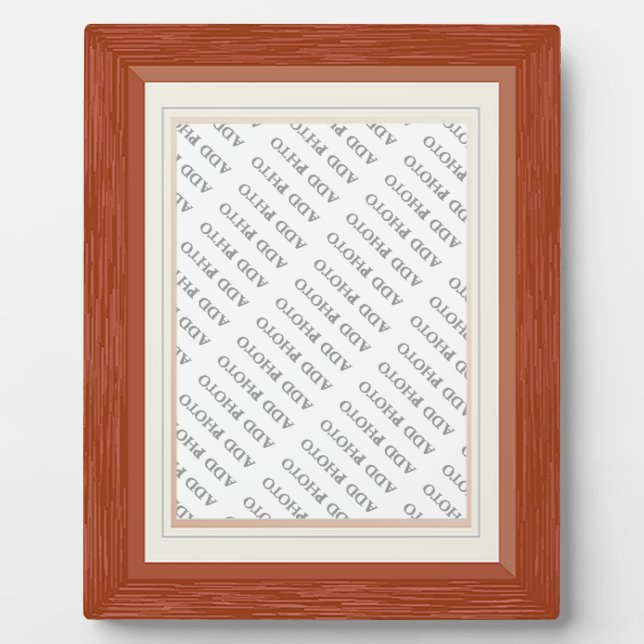 Wood Grain with Matting Frame Add Photo Plaque (Front)
