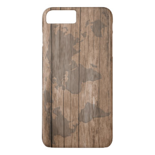 Wood Grain World Map Texture iPhone 8 Plus/7 Plus Case