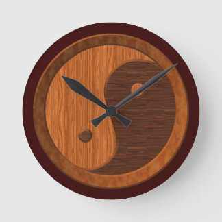 Wood Grain Yin Yang Novelty Wall Clock