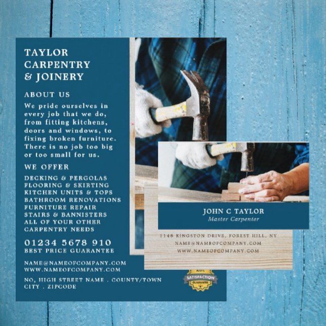 Wood & Hammer, Carpentry, Carpenter Business Card (Creator Uploaded)