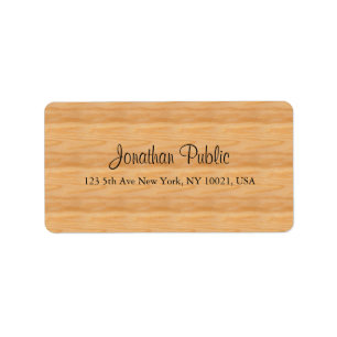 Wood Handwritten Script Name Text Elegant Address Label