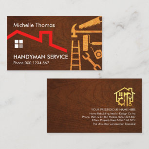 Wood Handyman Tools Layer Carpentry Business Card