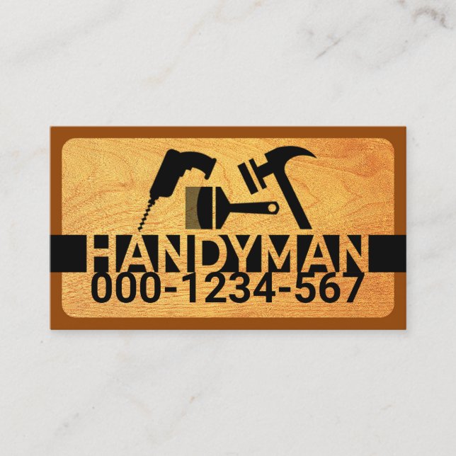Wood Handyman Tools Signage Business Card (Front)