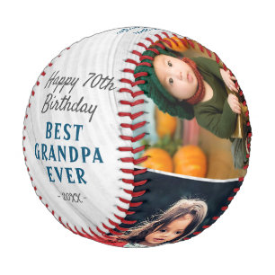 Wood Happy Birthday Grandpa 3 Photo Collage Baseball