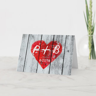Wood Heart Initials Invitation
