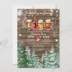 Wood Holidays Are Brewing Forest Christmas Party Invitation