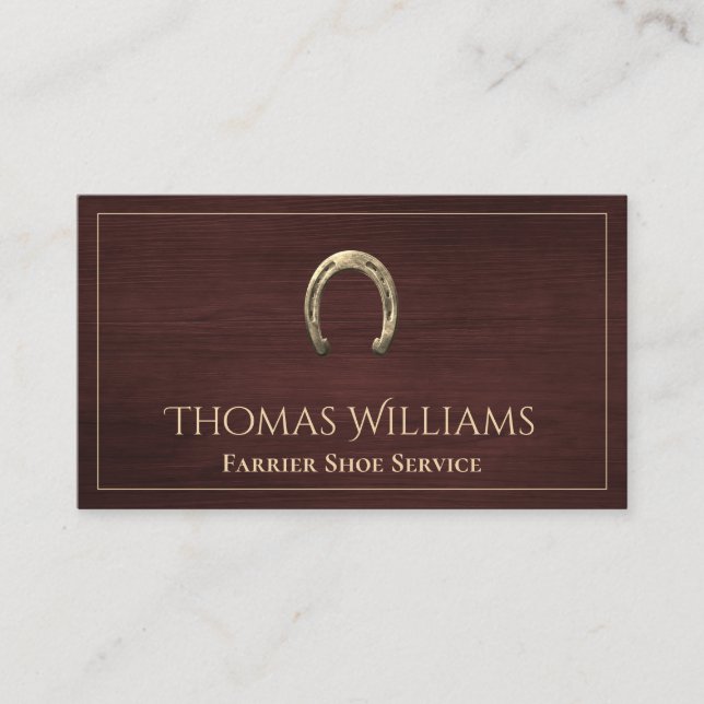 Wood Horseshoe Equestrian Horse Farrier Service Business Card (Front)