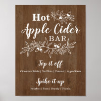 Wood Hot Apple Cider Bar Menu Wedding Party
