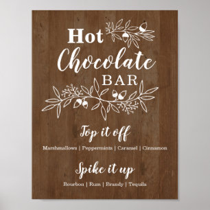 Wood Hot Chocolate Bar Menu Wedding Party Poster