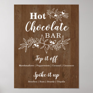 Wood Hot Chocolate Bar Menu Wedding Party Poster