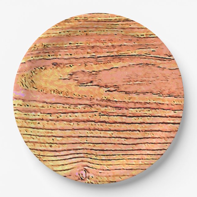 wood imitation rustic  paper plate (Front)
