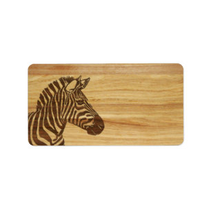 Wood Inlaid Zebra Label