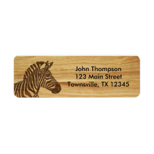 Wood Inlaid Zebra Return Address Label