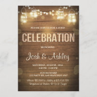 Wood invitation celebration BBQ Rustic Lights