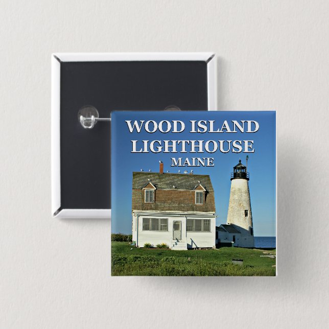 Wood Island Lighthouse, Maine Button (Front & Back)
