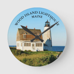 Wood Island Lighthouse, Maine Round Wall Clock
