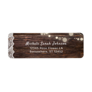 Wood Lace & String Lights Return Address Label