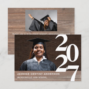Wood & Large Numbers - 3x5 Graduation Announcement